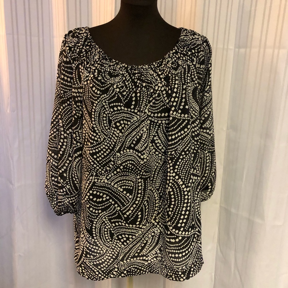 Smocked neck blouse